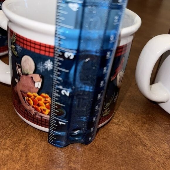 Holiday Moose & Beaver Ceramic Mugs With Winter Design - 9.5 Oz Each Id - Picture 8 of 9